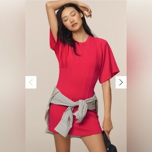 NWT Daily Practice by Anthropologie Short Sleeve Rose Pink Mini-Dress size Small